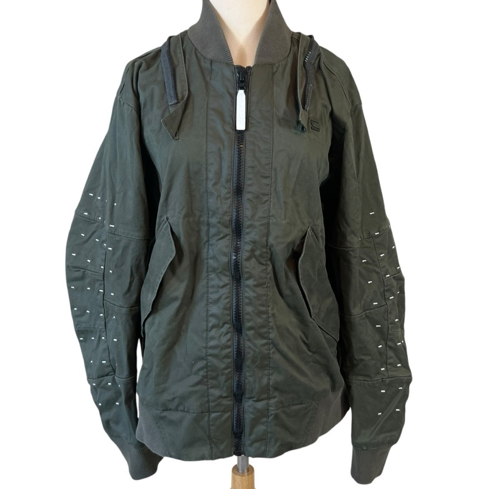 G-STAR RAW Large Twill Submarine Rackam Zip Slim Bomber Army Jacket